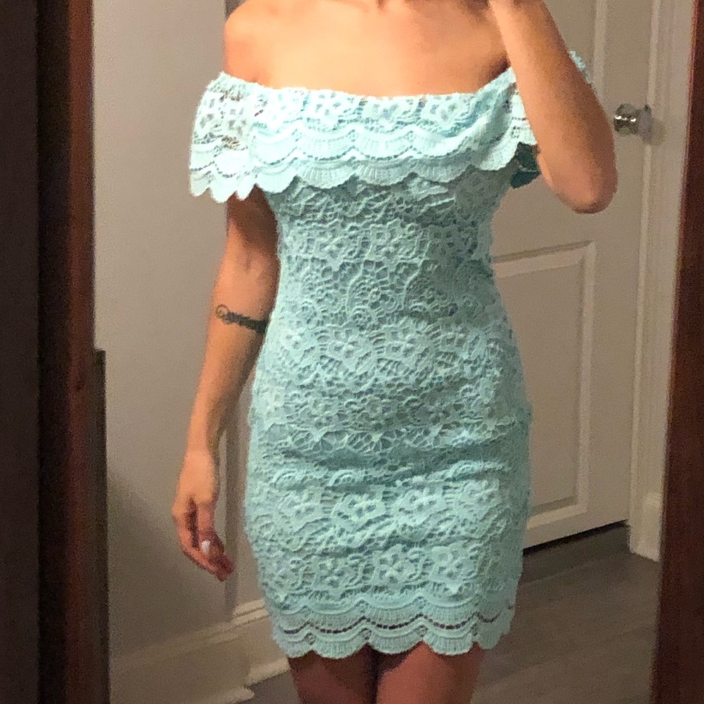 Aqua Crocheted Dress